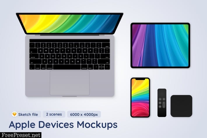 Apple Mobile Devices top view - 2 Sketch Mockups
