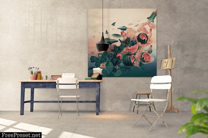 Art Wall Mockups - Interior Work Desk V2