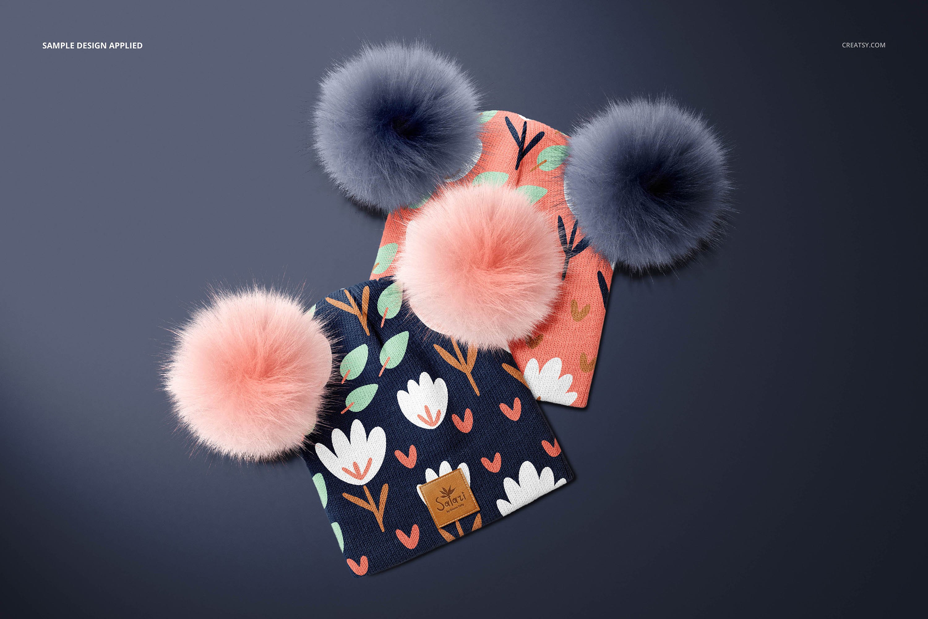 Beanie with Fur Pompons Mockup Set 5938906