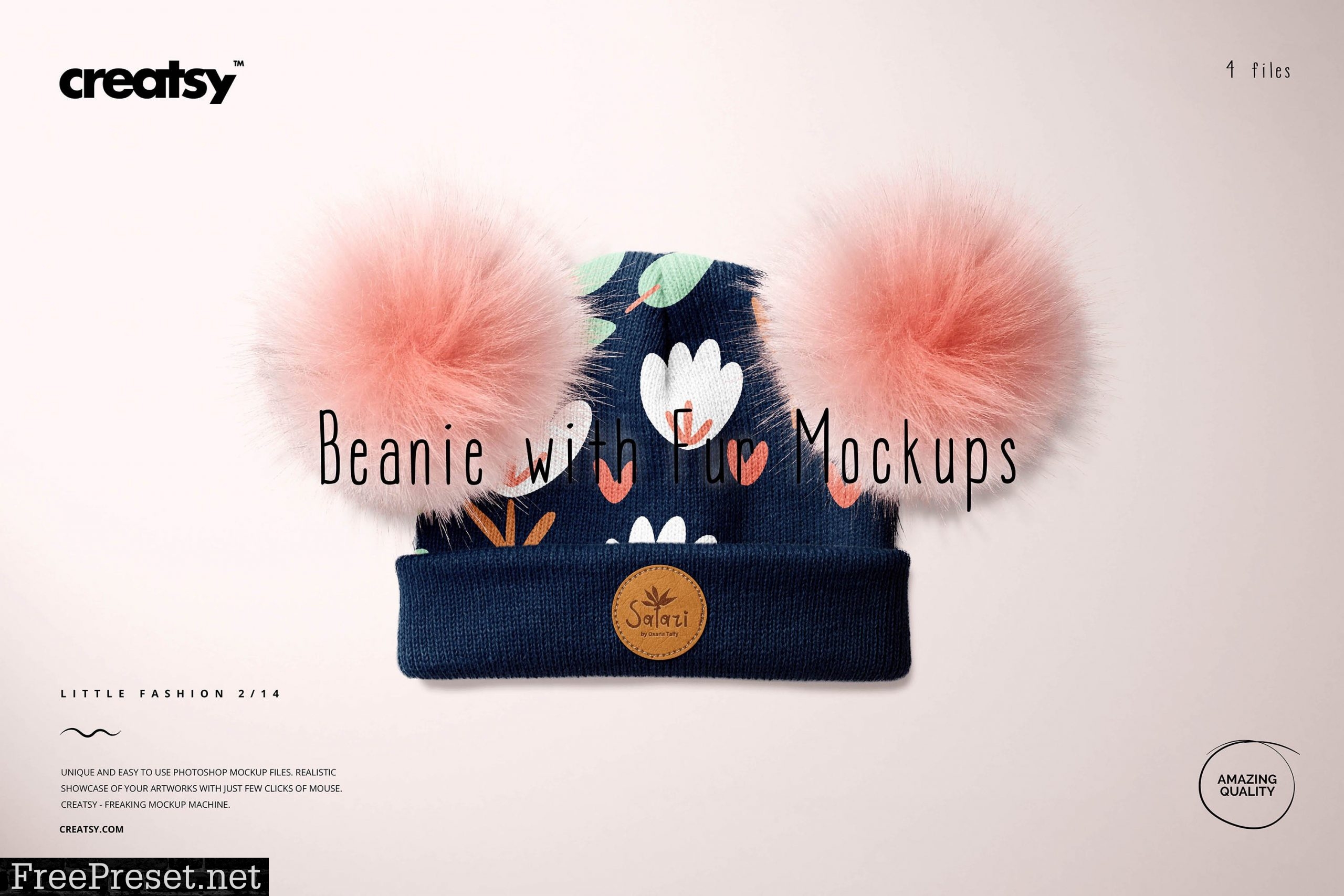 Beanie with Fur Pompons Mockup Set 5938906