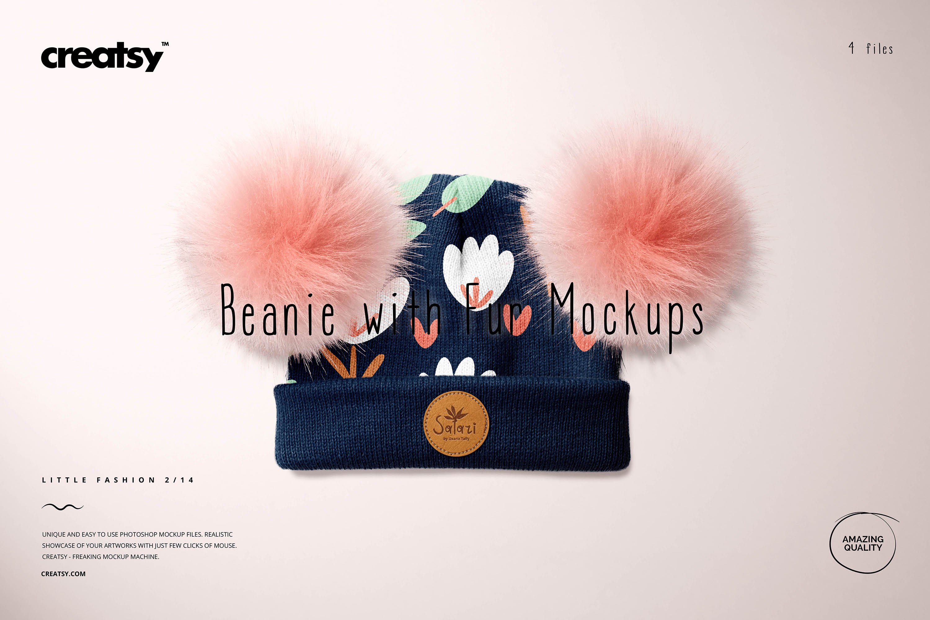 Beanie with Fur Pompons Mockup Set 5938906