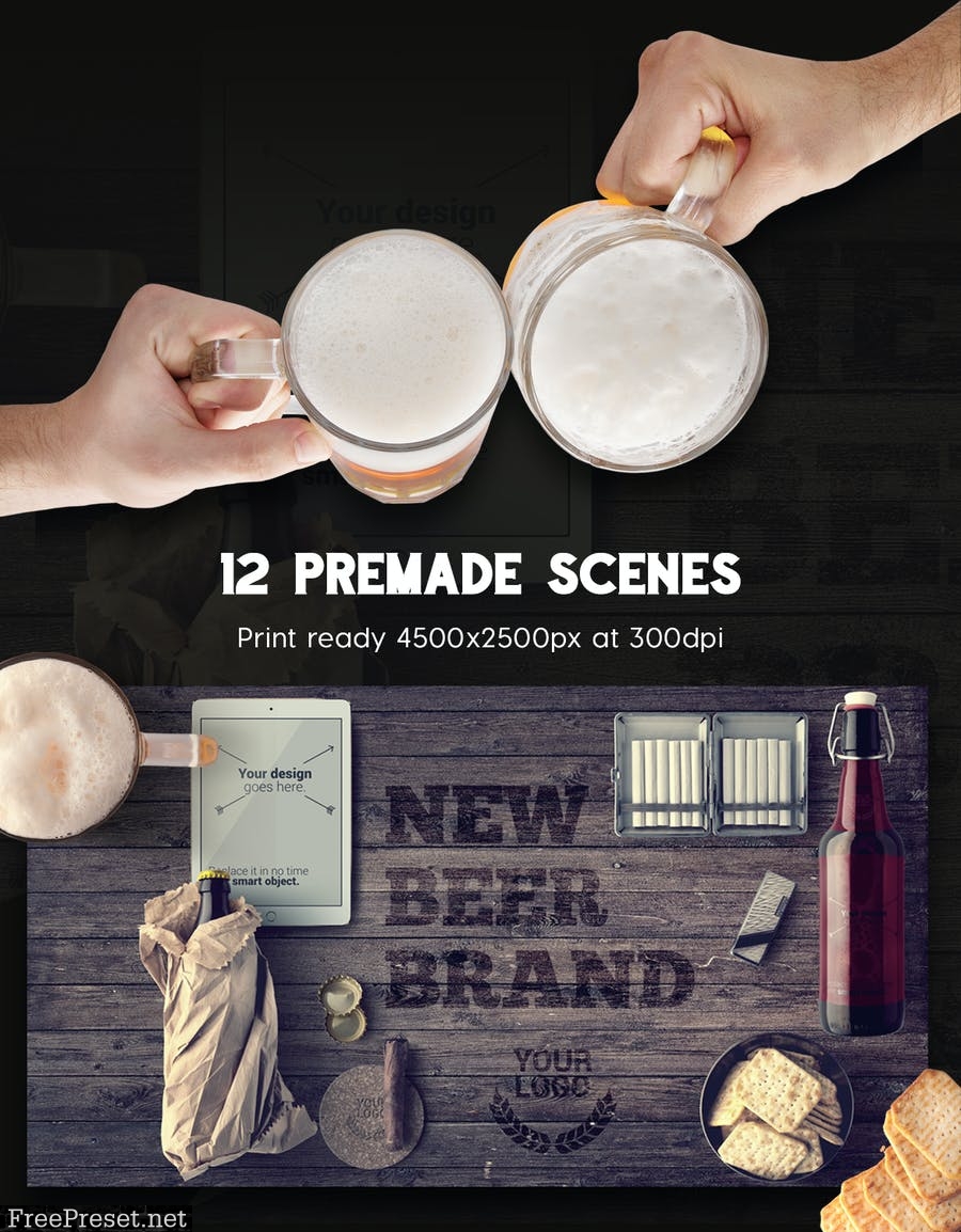 Beer & Bar Mockup & Hero Images Scene Generator H9KSLL