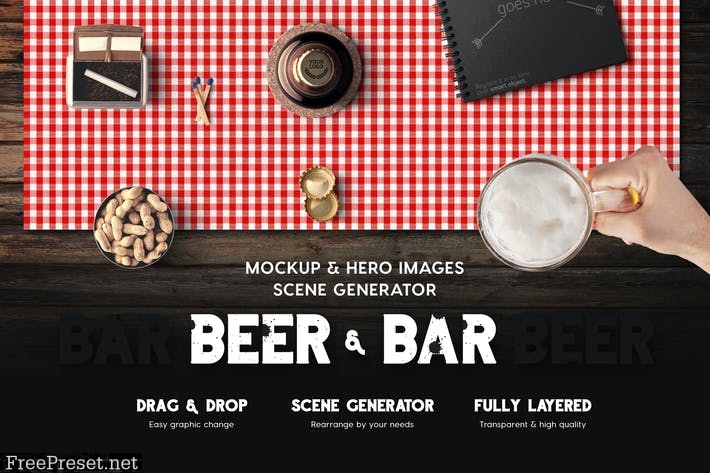 Beer & Bar Mockup & Hero Images Scene Generator H9KSLL