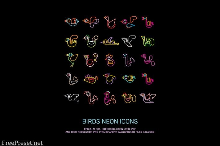 Birds neon colors vector icon set VS9DDB