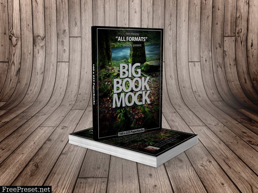 Book Mockup Dimension 160 x 225 mm - Paperbacks K9VHSH