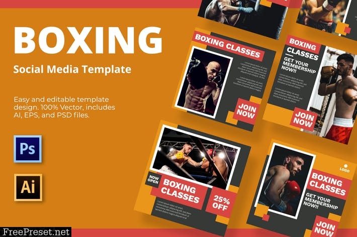 Boxing Open Social Media Template Z8GN8NY