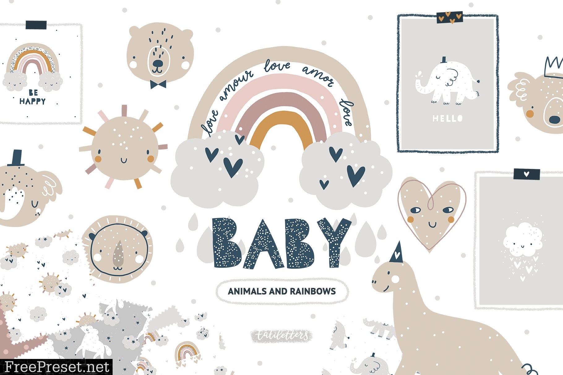 Bundle Baby animal Clipart & Pattern 4272886