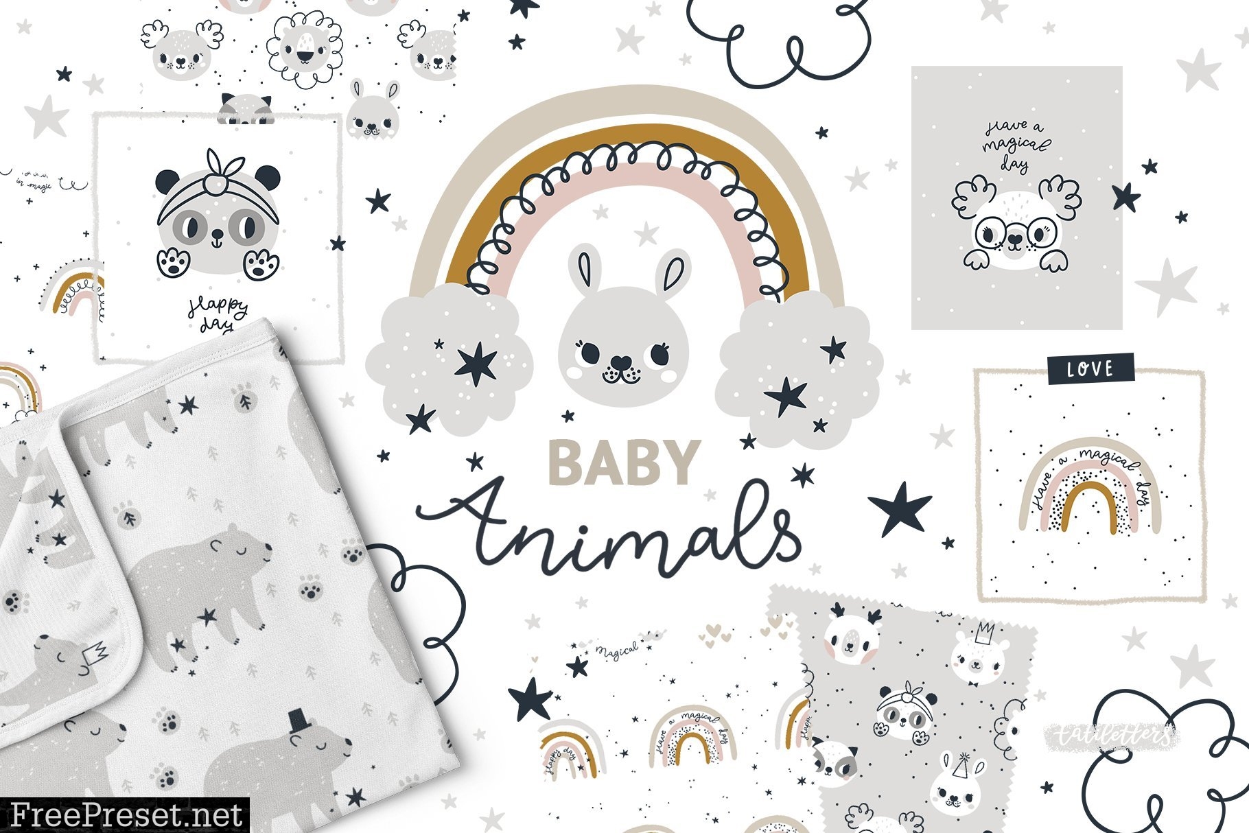 Bundle Baby animal Clipart & Pattern 4272886