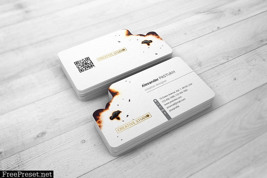 Burnt Edges Business Card Mock-Up