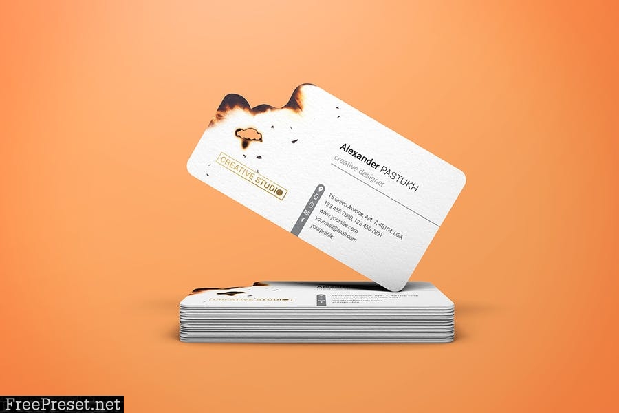 Burnt Edges Business Card Mock-Up