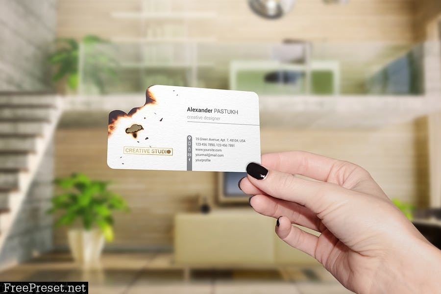 Burnt Edges Business Card Mock-Up