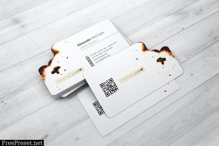 Burnt Edges Business Card Mock-Up