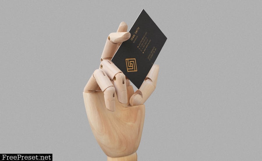 Business Card in Wood Hand Mockup LCPR3Y7