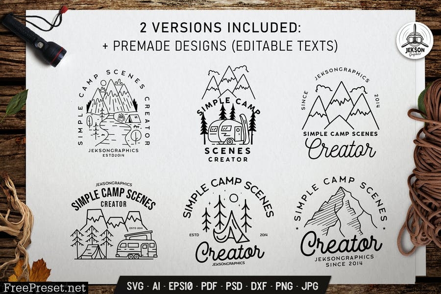 Camping Designs Bundle, Retro Adventure Labels YY3AWPX