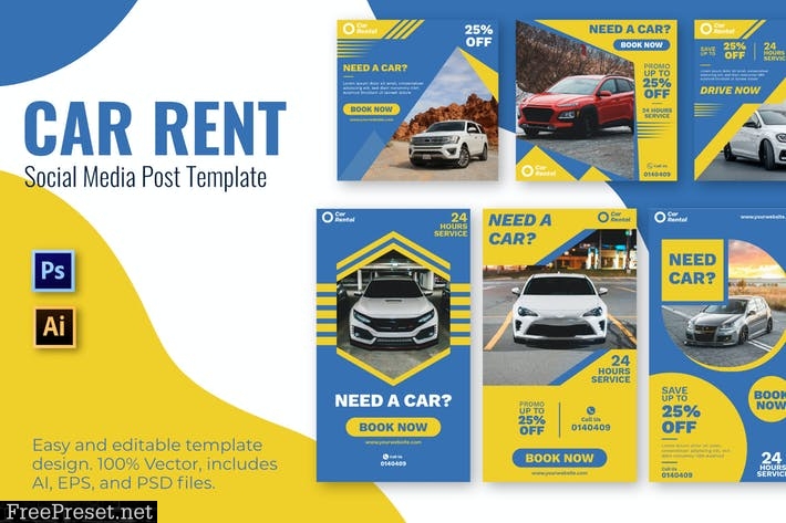 Car Book Social Media Template X8PVDWB