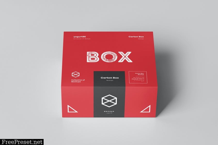 Carton Box Mockup 95x85x42 & Wrapper