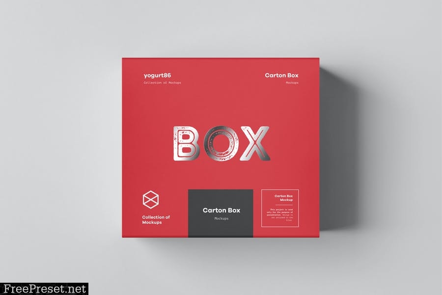 Carton Box Mockup 95x85x42 & Wrapper