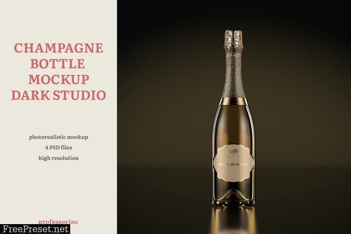 Champagne Bottle Mockup — Dark Studio