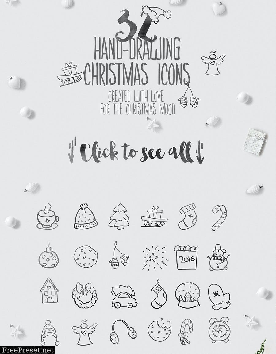 Christmas bundle hand-drawing icons WV4ZD7