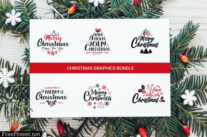 Christmas Graphics Bundle ,Typography Design YRLAYAM