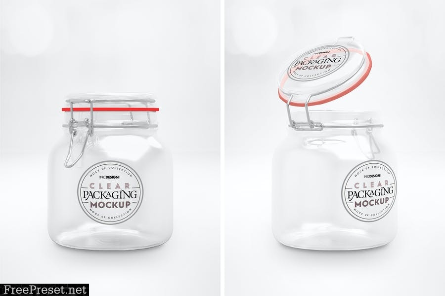 Clear 1liter Mason Clip Jars Mockup