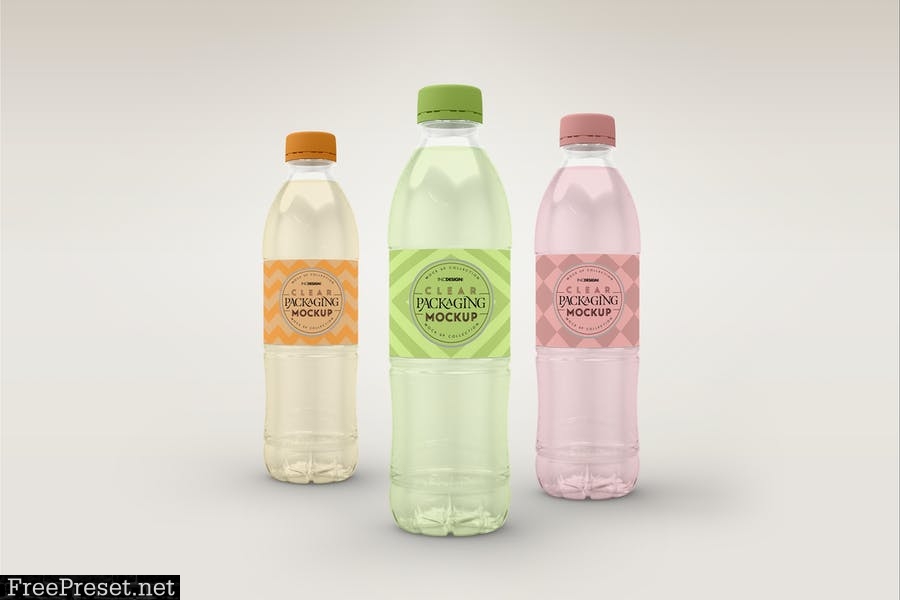 Clear Bottle Set Packaging Mockup