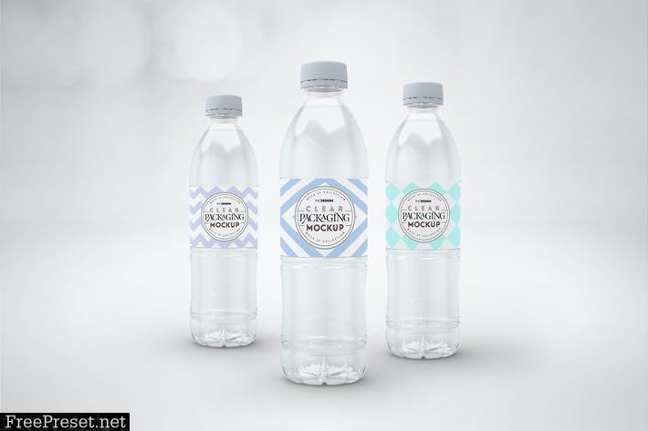 Clear Bottle Set Packaging Mockup