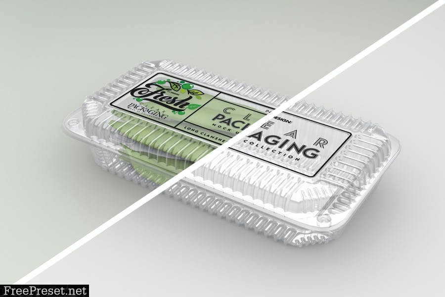 Clear Clamshell Containers Fresh Packaging Mockups GCVXCS