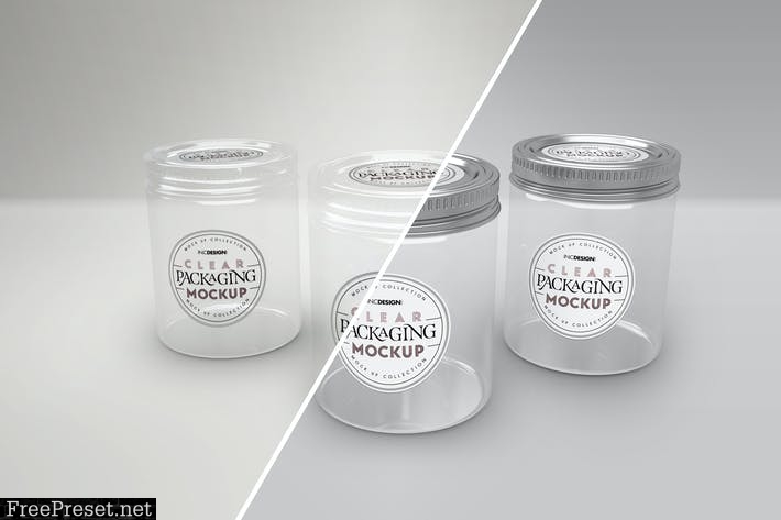 Clear Jars with Metal/Clear Lids Packaging Mockup 2SLHEH