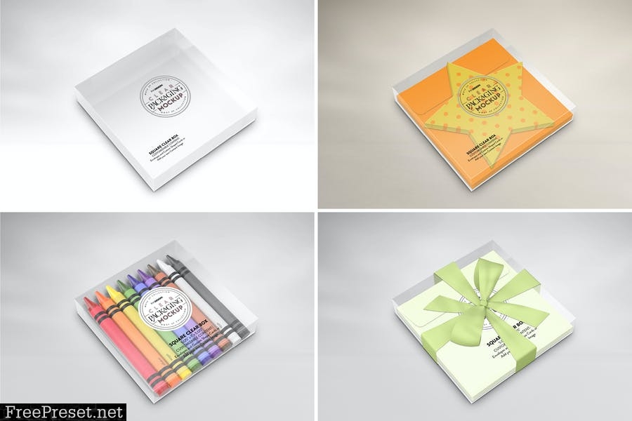 Clear Square Flat Box Packaging Mockup