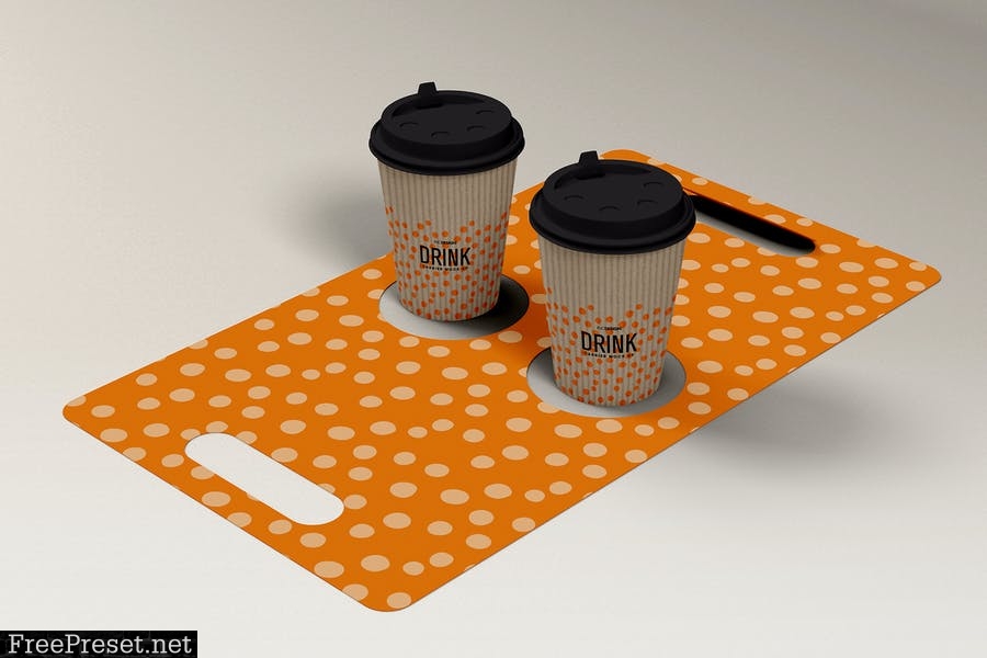 Coffee Drink Take out Carrier MockUp