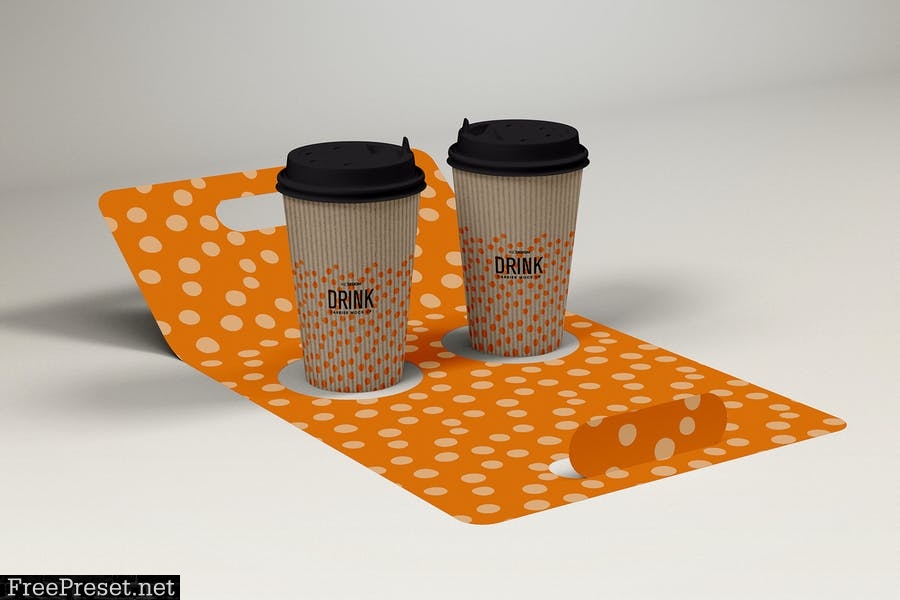 Coffee Drink Take out Carrier MockUp