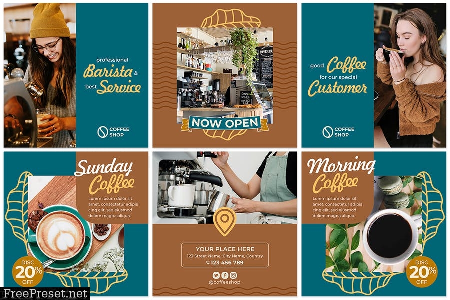 Coffee Shop #01 Instagram Feeds Pack P2AL7Y2