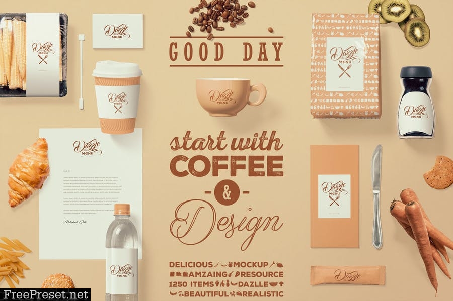 Coffee Themed Brand Identity Mockup Scenes