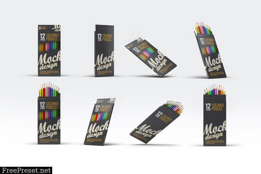 Colored Pencils 12 Pack Mock-Up R98V3J