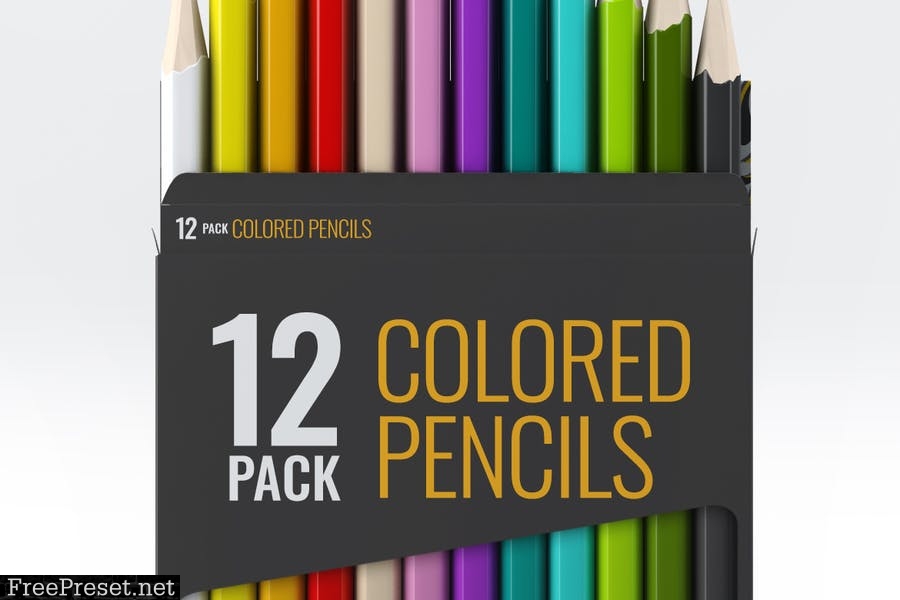 Colored Pencils 12 Pack Mock-Up R98V3J