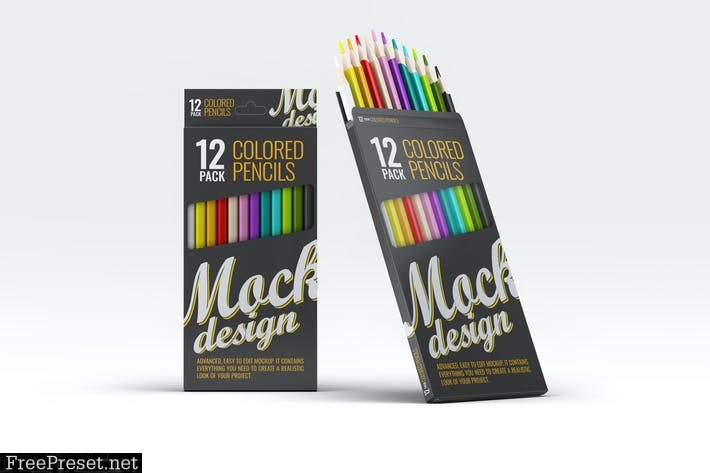 Colored Pencils 12 Pack Mock-Up R98V3J