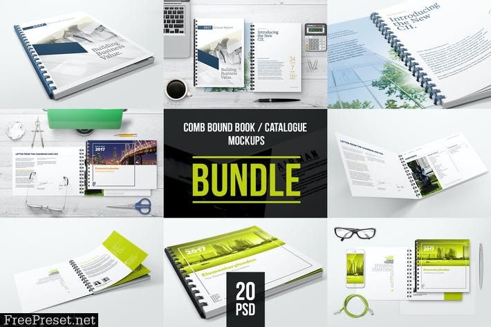 Comb Bound Book / Catalogue Bundle Mockups