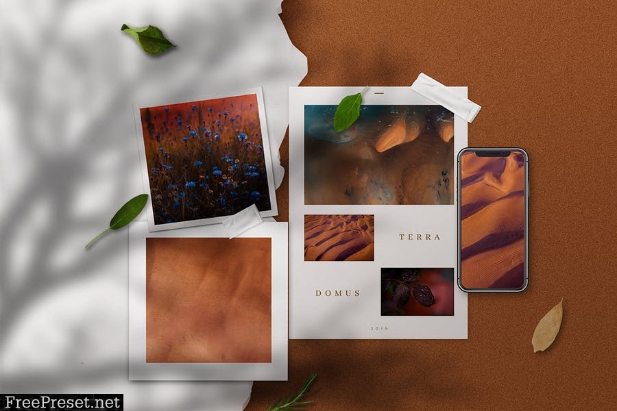 Copper Realistic Moodboard Mockups