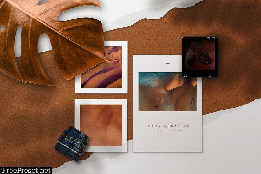 Copper Realistic Moodboard Mockups