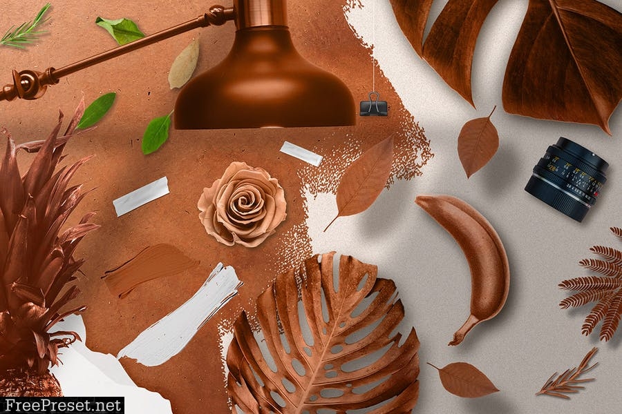 Copper Realistic Moodboard Mockups