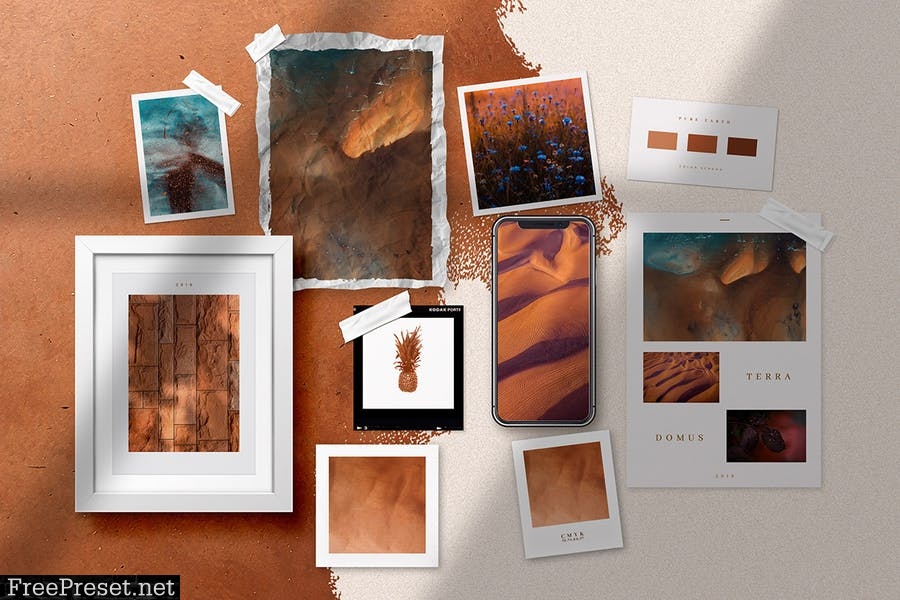 Copper Realistic Moodboard Mockups