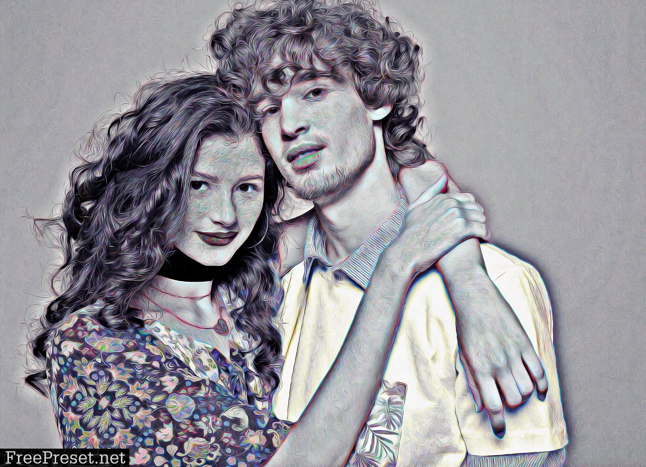 Couple Oil Portrait Photoshop Action 5871930