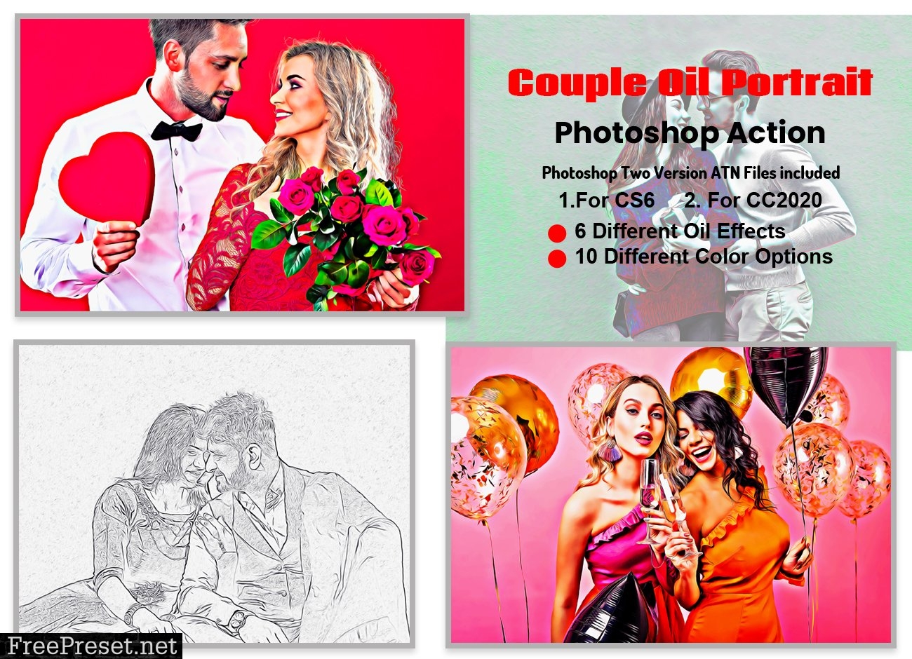 Couple Oil Portrait Photoshop Action 5871930