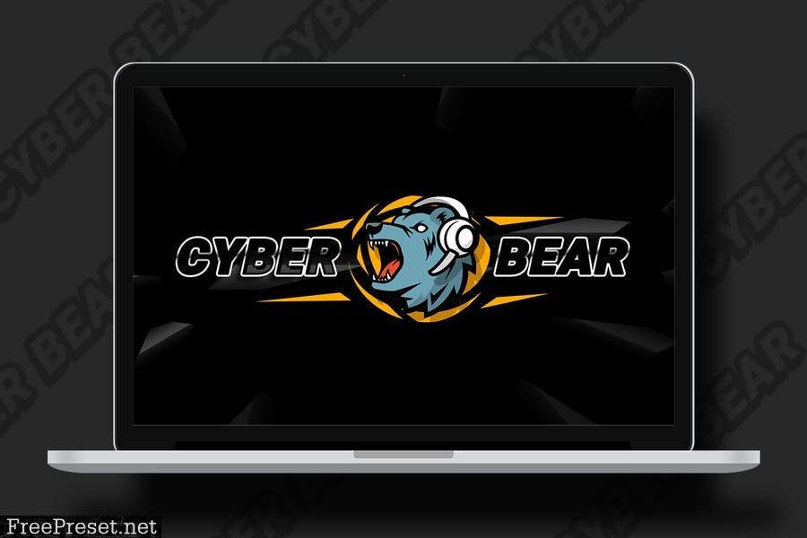 Cyber bear logotype with banner WF9XLZT