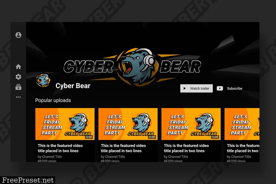 Cyber bear logotype with banner WF9XLZT