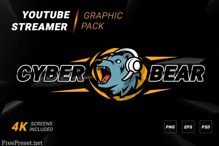 Cyber bear logotype with banner WF9XLZT