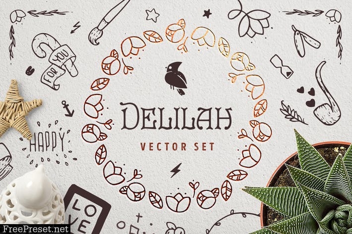 Delilah – Hand Drawn Vector Set 6M2GAF