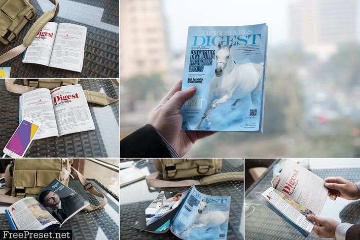 Digest Size Magazine Mockups UWQCU9