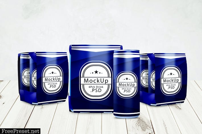 Drink Can & 6 Pack Mockup V.2 DCHBEH